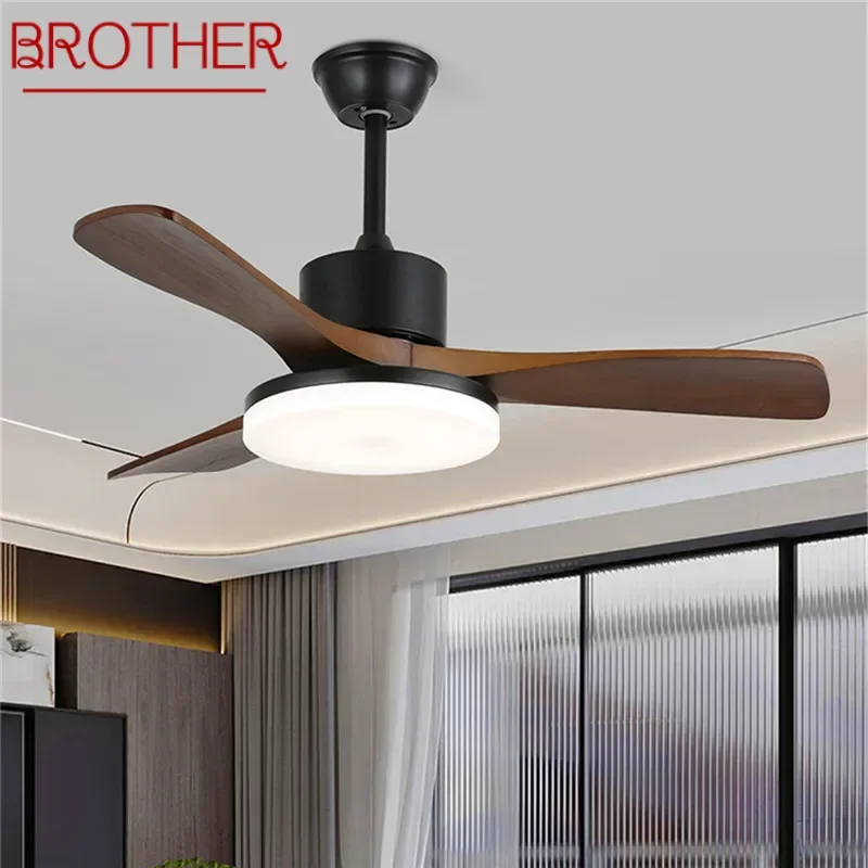 BROTHER Modern Fan Light Luxury Living Room Restaurant Bedroom Study LED Ceiling Fan Light Remote Electric