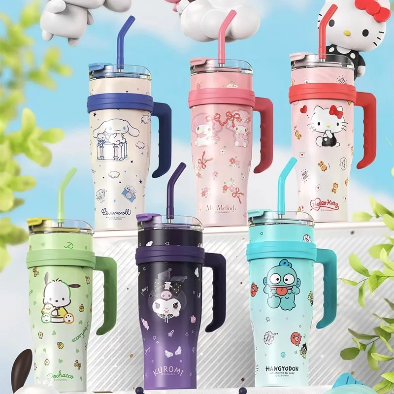 1200ml Sanrio Kuromi Thermos Bottle Cinnamoroll Sippy Water Cup