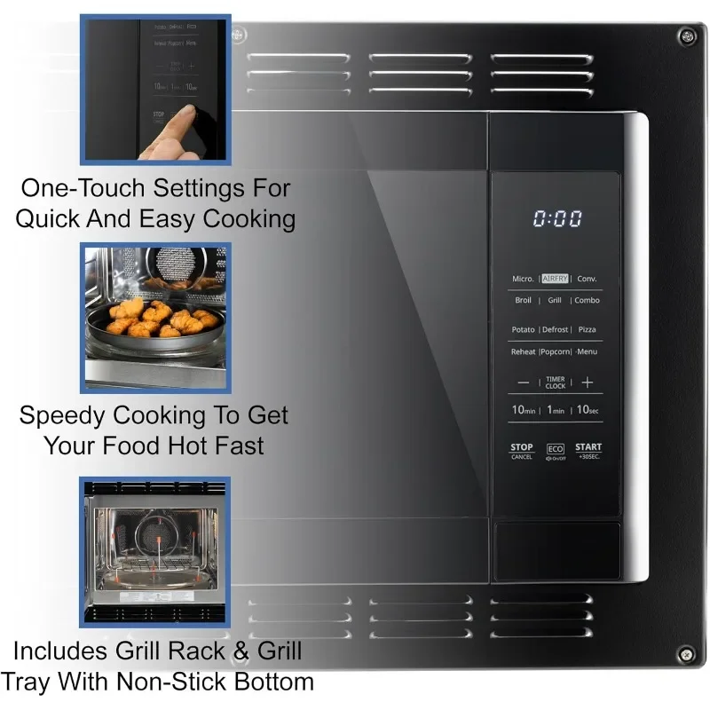 RecPro RV Kitchen Air Fryer & Convection Microwave with Trim Kit | 1.0 Cu. Ft. | 120V | 6 Cooking Modes (Black) 4