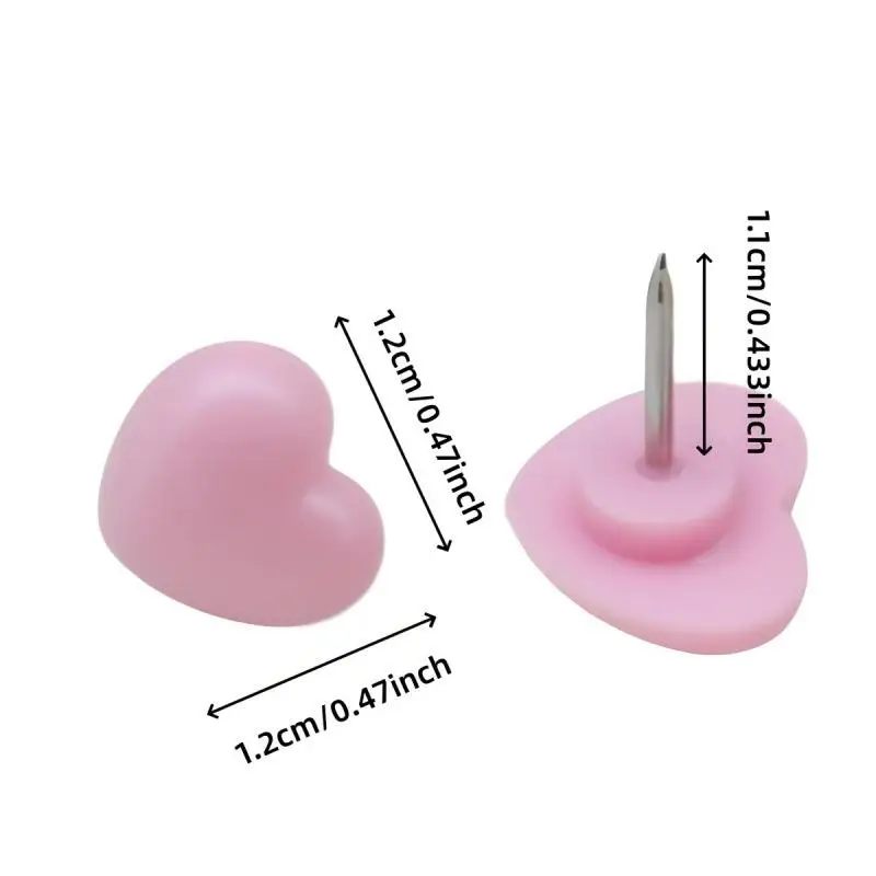 하트 모양 50팩 플라스틱 고품질 코르크 보드 안전 컬러 압정 사무실 학교 용품