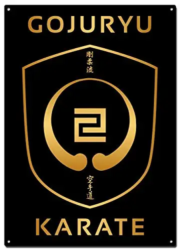 Золотые металлические жестяные плакаты Gojuryu для каратэ, плакаты Colorfast для боевых искусств, Декоративные плакаты, настенное искусство, домашний декор-8x12 дюймов (20x30 см