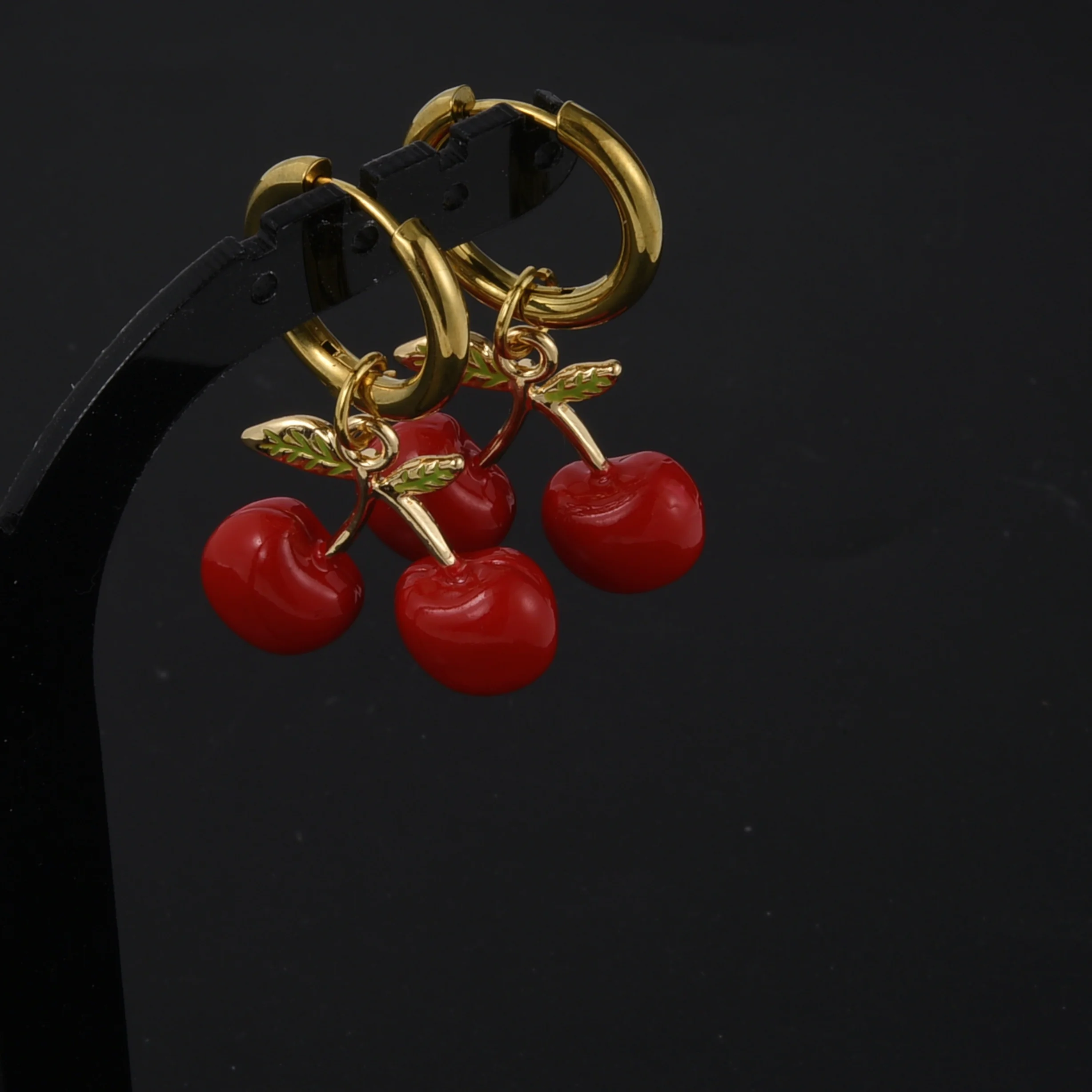 Cute Food Fruit Loop Earrings Mushroom Candy Apple Strawberry Chili Cherry Pendants Earring Women Girls Ear Jewelry Charms Gifts 3