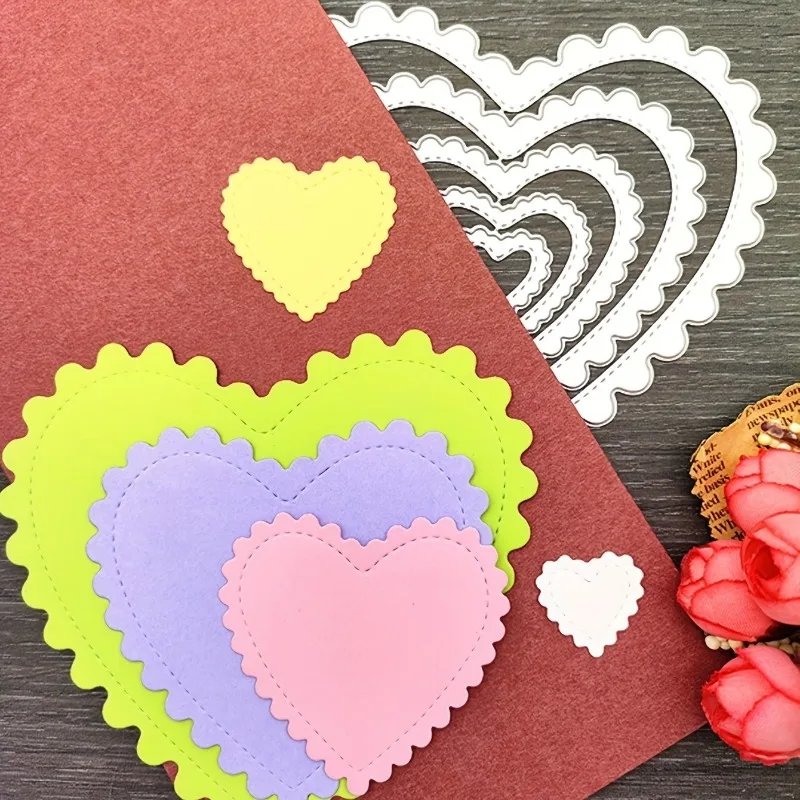 10 Fustelle A Forma Di Cuore Per Scrapbooking - Taglia Carta, DIY, Biglietti E Album - Foto 5