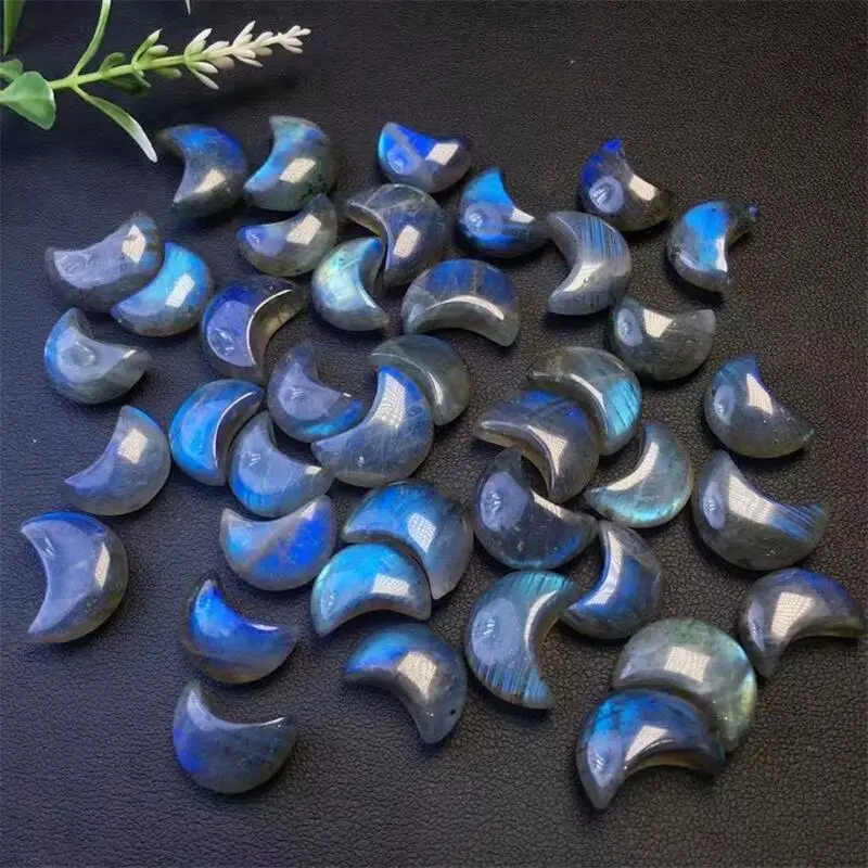 

10pcs Natural Labradorite Moon Pendant Jewelry Making DIY Fashion Necklace Earrings Accessories Healing Gift 14-16mm