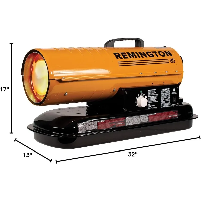 Remington 80,000 BTU Diesel/Kerosene Heater | For Warehouses, Construction, Garages, Barns and Workshops (REM-80T-KFA-O) 6