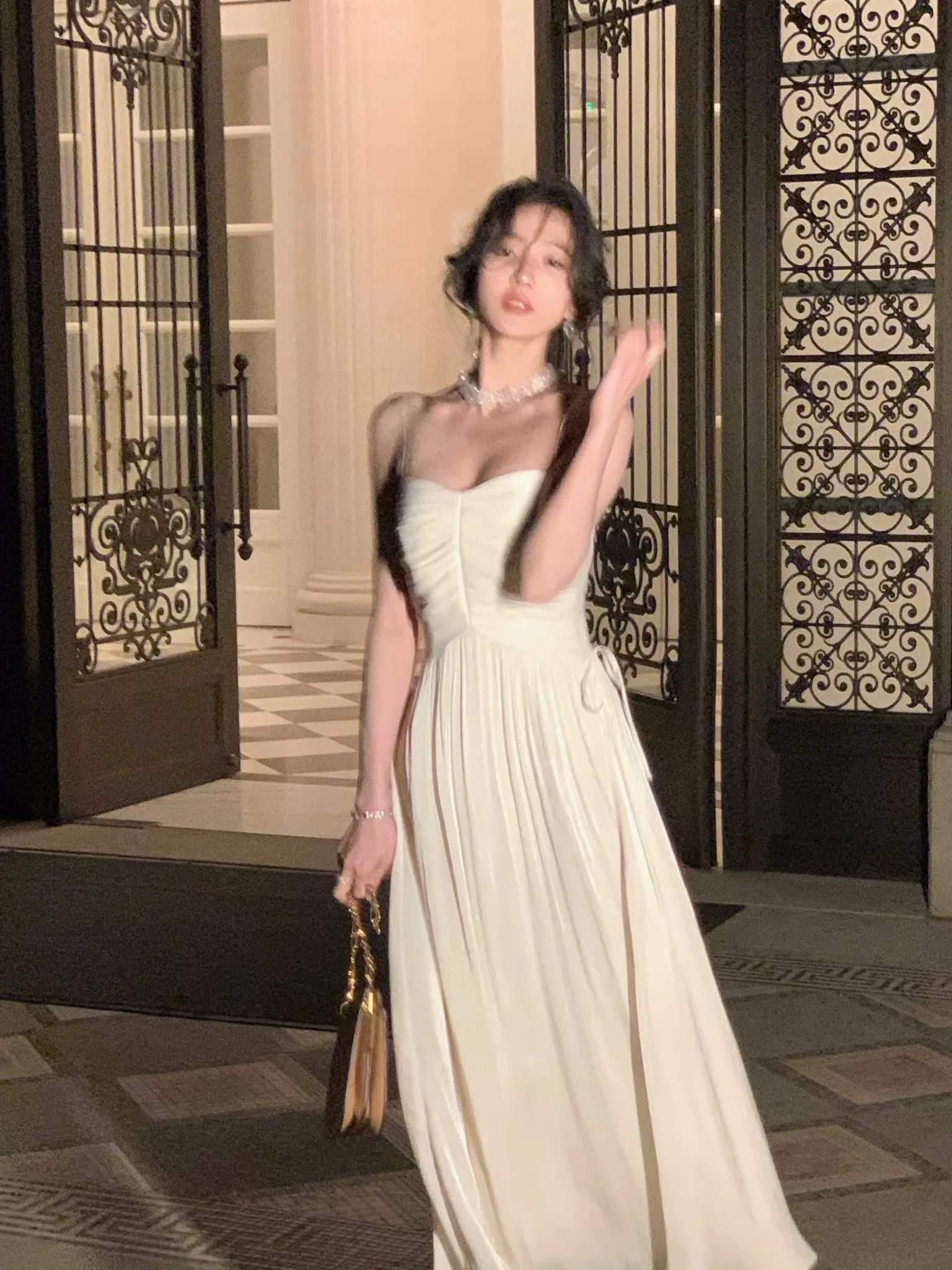 Elegant Shiny Midi Dresses for Women Evening Party Dress Prom Robe Vintage Solid Summer New A-line Spaghetti Strap Vestido Mujer