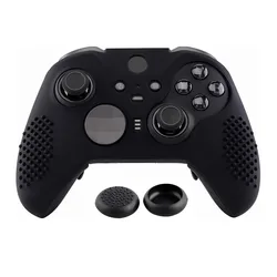 Soft Anti - Slip Silicone Protective Controller Cover with Thumb Grip Caps (Black)