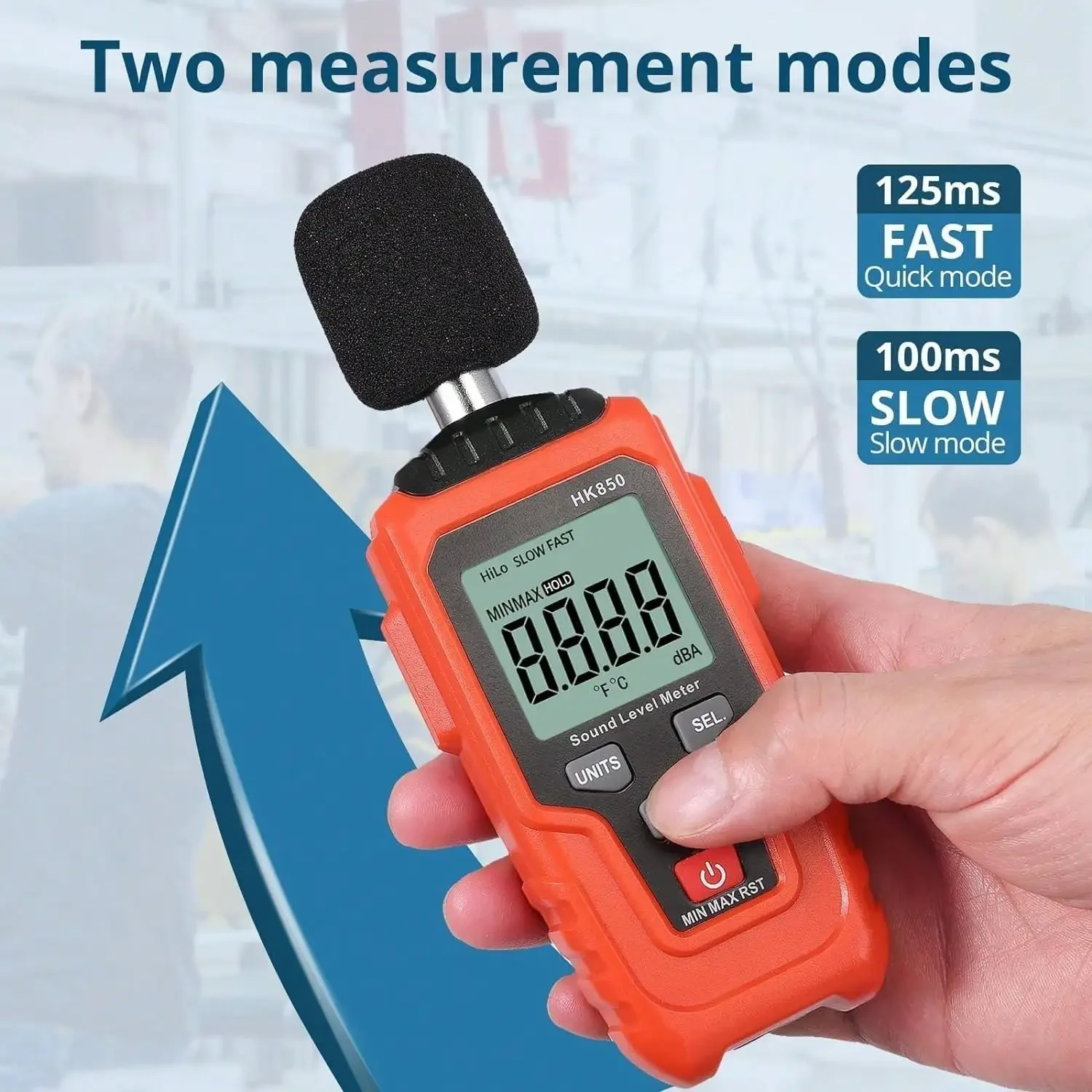 Digital Sound Level Meter Range 35-135dB(A) Decibel Meter Noise Volume Measuring with LCD Backlight,Batteries for Engineering 6