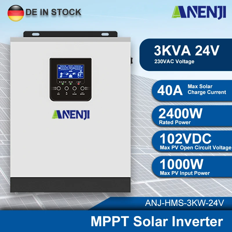 Inverter Solare 3Kw 24V 230V Off Grid Pure Sine Pv 102V Inverter Solare Ibrido Fotovoltaico Mppt 40A Regolatore Di Carica Solare
