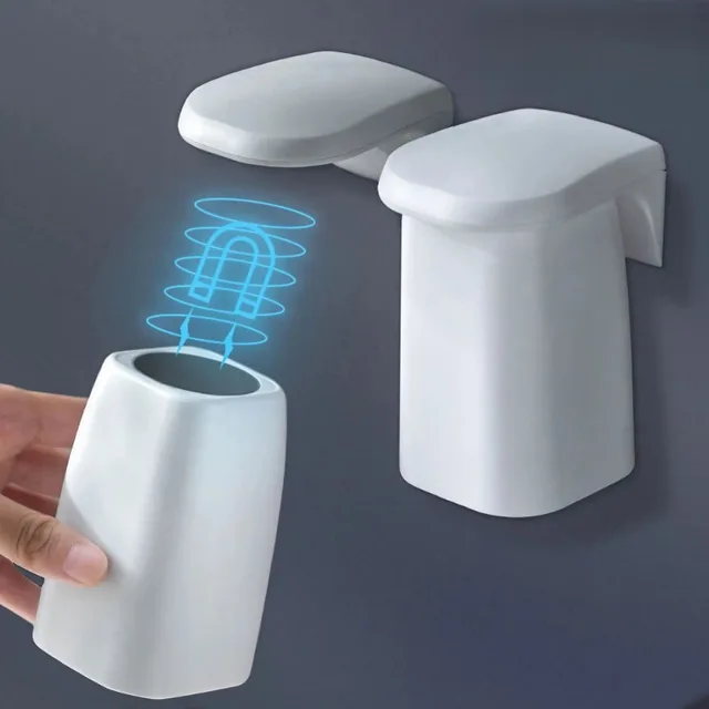 Magnetic Suction Mouthwash Cup Wall Mounted Magnet Toothbrush Holder for Home Bathroom Shower Drain Rack Brushing Accessories 1