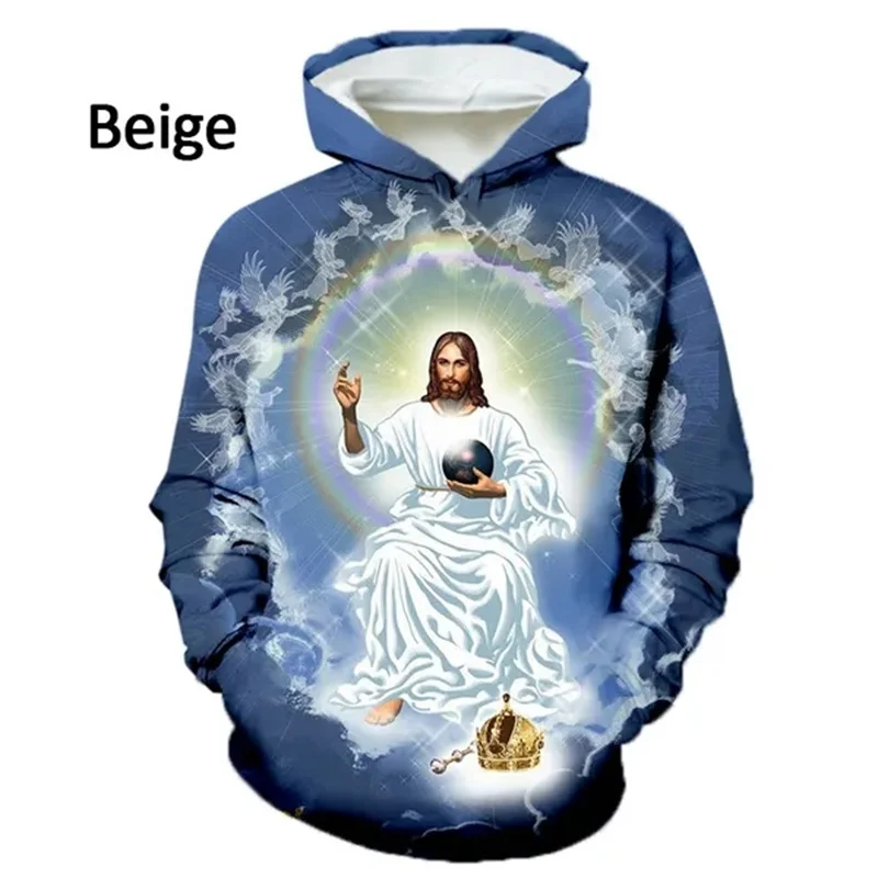 Sudadera con capucha con estampado 3D de Dios Jesús y la cruz de la fe cristiana, sudadera de moda para niños, unisex, jersey de invierno de El Redentor