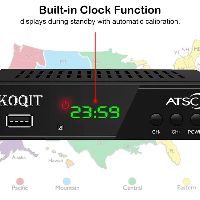  NUNET Caja convertidora de TV digital a analógico ATSC  Reproductores multimedia de transmisión HD TV Box PVR DVR Grabador de  horario con antena aérea, control remoto actualizado con botones de control