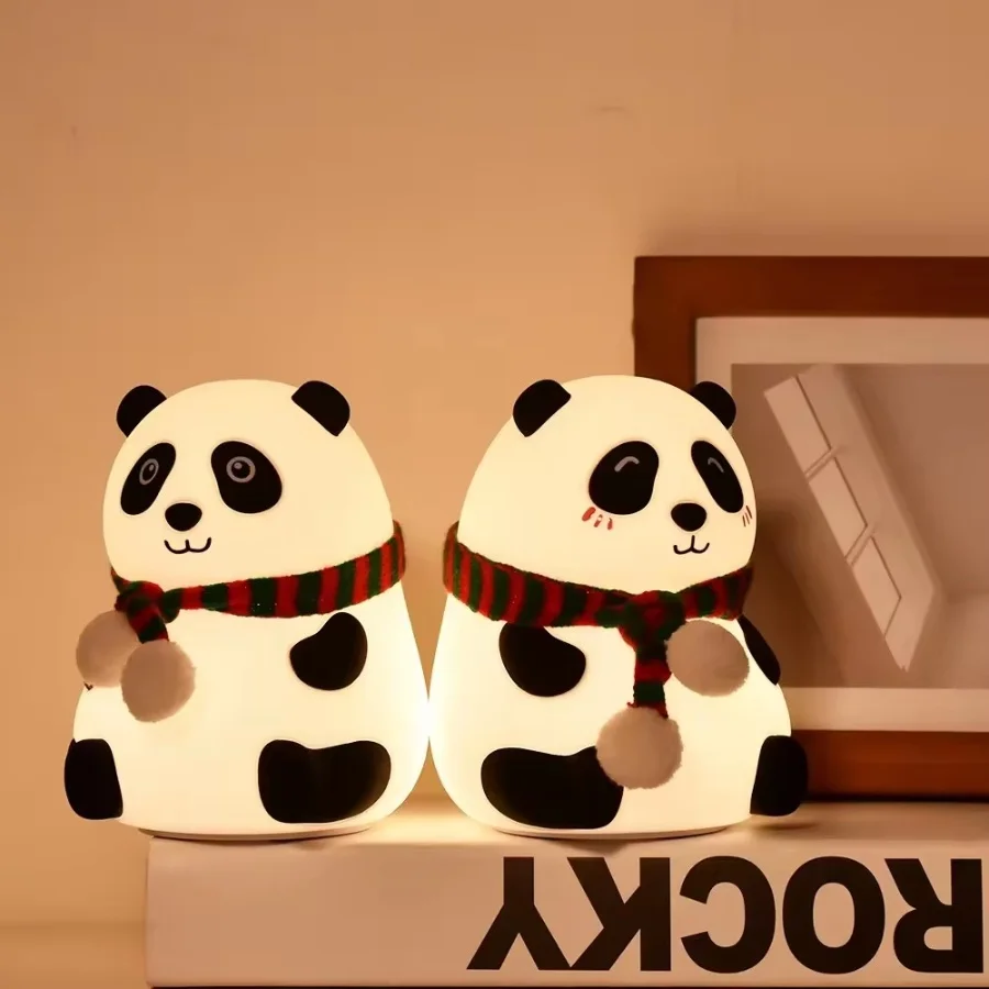 동물 모양 실리콘 야간 조명, USB 실리콘 터치 테이블 램프, 충전식 LED 팬더 야간 조명, 인기 판매