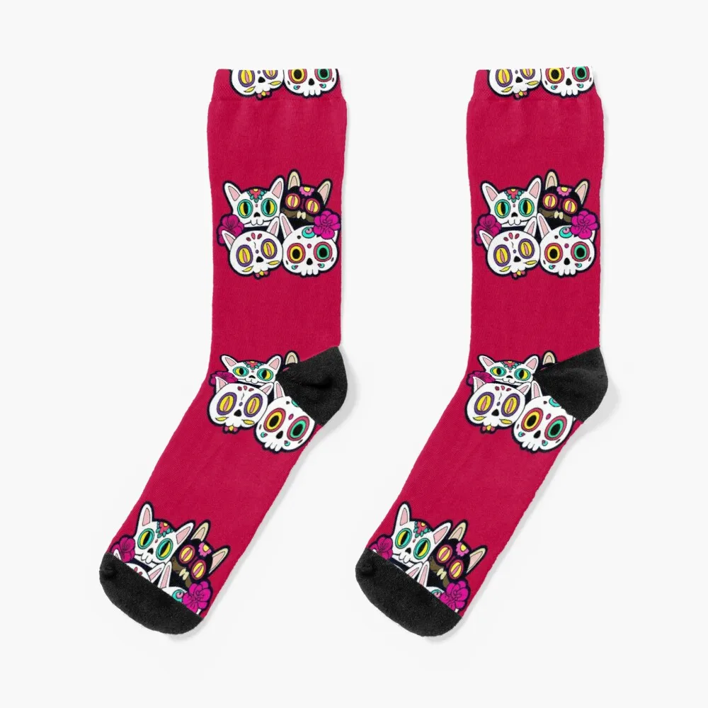 

Day of the Dead, dia de los muertos Creepy Cats Socks Heating Sock Mens Fashion