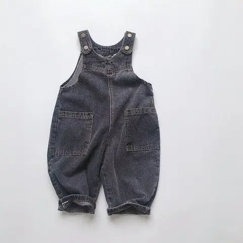 Children Clothing Kids Pants Korean Style Spring and Summer New Fashionable 2023 Girls Retro Denim Suspenders Baby Cute Jumpsuit