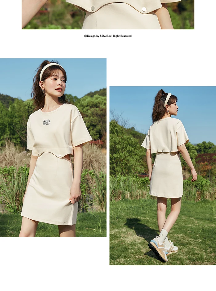 Dress Women Letter T-Shirt Solid Color New Summer Short Suit Two-Piece Set