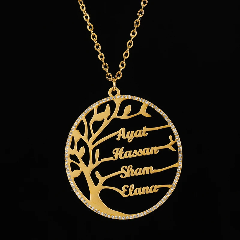Leben Baum Familie 1-6 Namen Anhänger Halskette Personalisierte Edelstahl Typenschild mit Birthstone Für Frauen Männer Geburtstag Geschenk – Detail 13