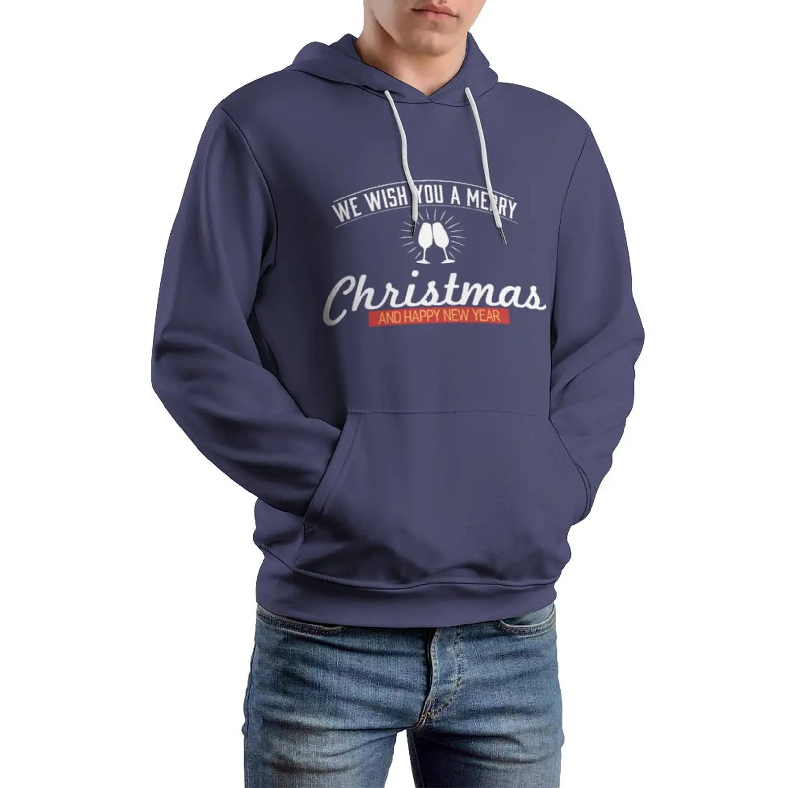 

Printed Men Hoodie Christmas, New Year, Words, Blessings, Celebrations-Spring and Autumn Unisex Fashion Letter Hooded Sweater