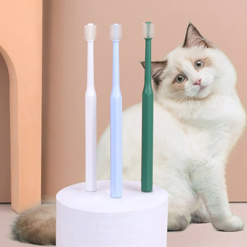 PetCatToothbrushSuperSoftNylonBristlesToothBrush360DegreeOralCleaningCatFace