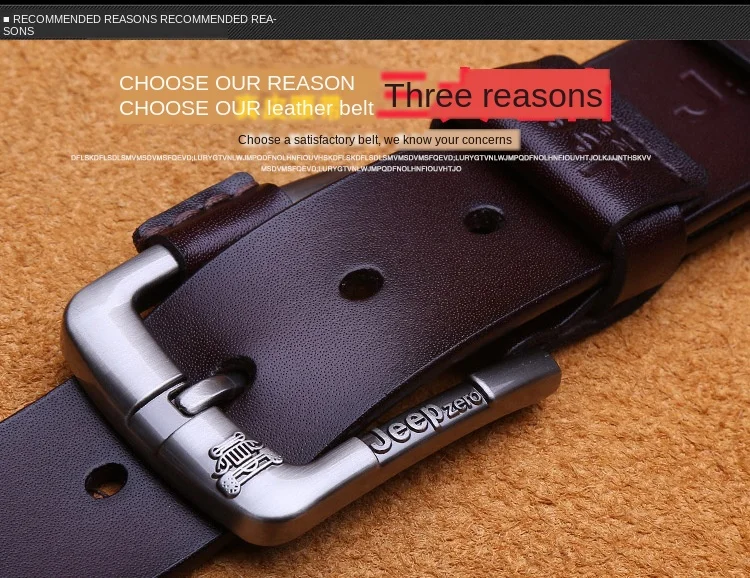 Men 's Pin Buckle Genuine Leather Belt High Quality Pure Color Business Cow Leather Simple Wild 125cm Cinturones Hombre leather belt price