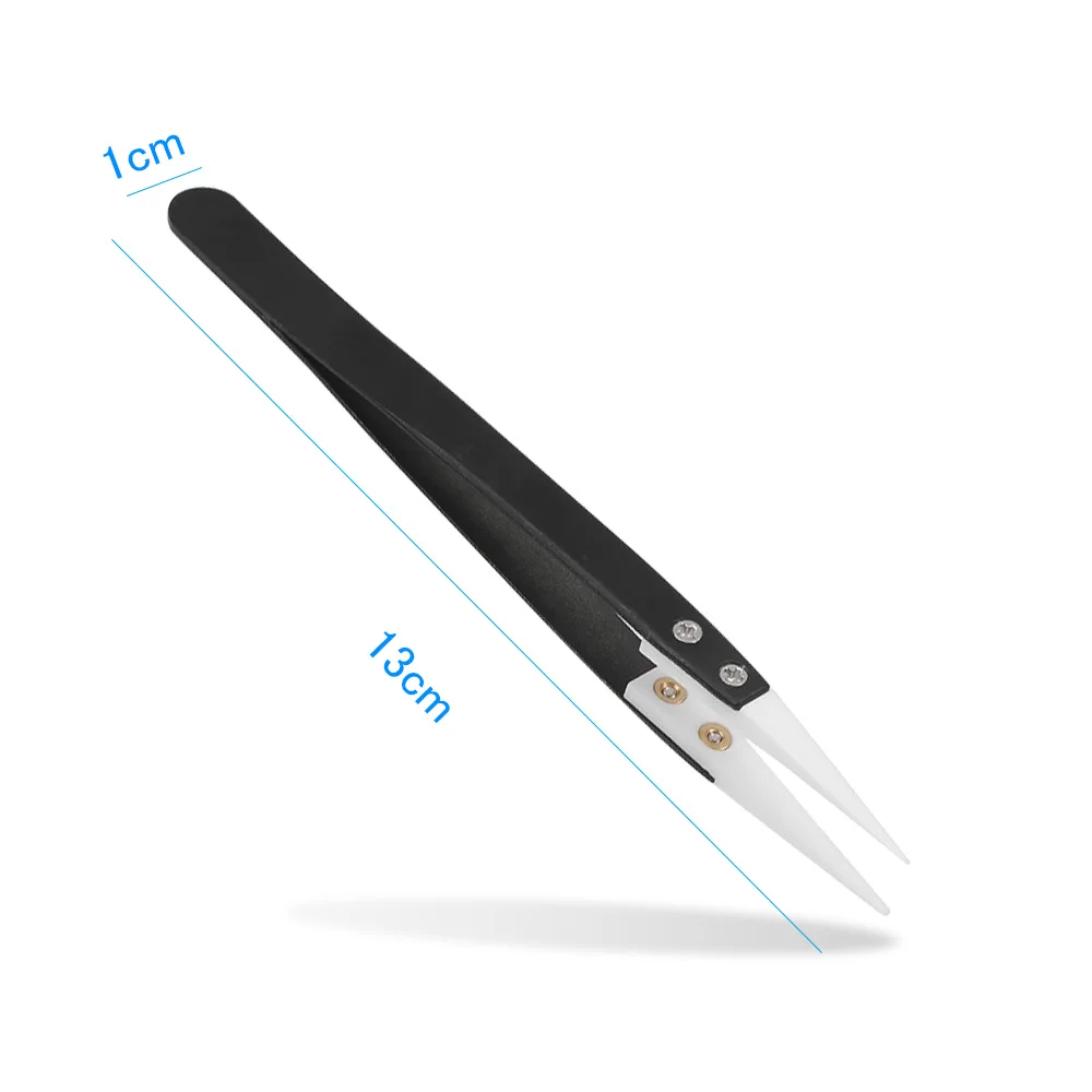 Tweezers Precision Ceramic Tips Tweezers Anti-static Straight Aimed Stainless Steel Handle High Temperature Resistant for precision tweezers,esd anti static tweezers,ceramic tweezers