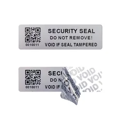 Custom 50x15mm QR Code Tamper Evident Security Label with Unique Number (500pcs)