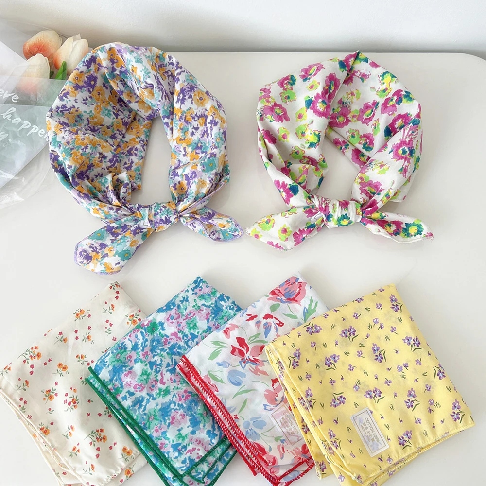 

Женский головной платок с цветочным принтом, 58*58 см