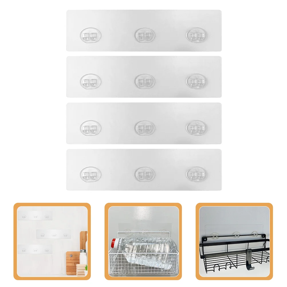 

4 Pcs Adhesive Traceless Hook-free Punch-free Storage Rack Pe Hooks for Shower Shelves Replacement