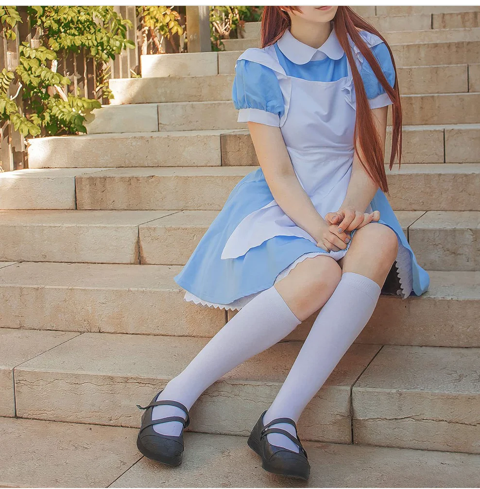 Lolita Cosplay Costumes Stage Costume Cos Alice in Wonderland Lolita Costume Carnival Themed Fancy Dress Party Blue Maid