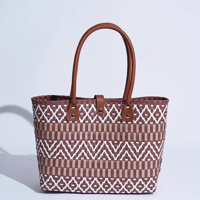 JNMC  Leisure Minimalist Solid Color Handmade Woven Shopping Bag