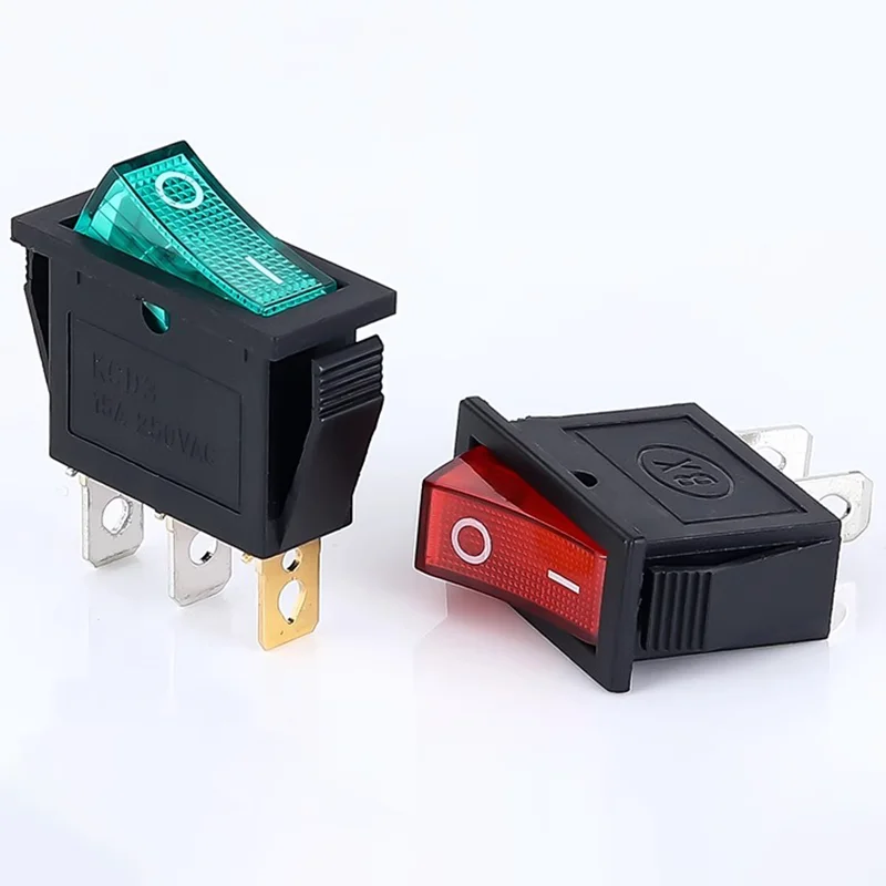 8Pcs 250V/15A 125V/20A Illuminated LED On/Off SPST 3 Pin 2 Position Mini Boat Rocker Toggle Switch Snap for Househould DIY