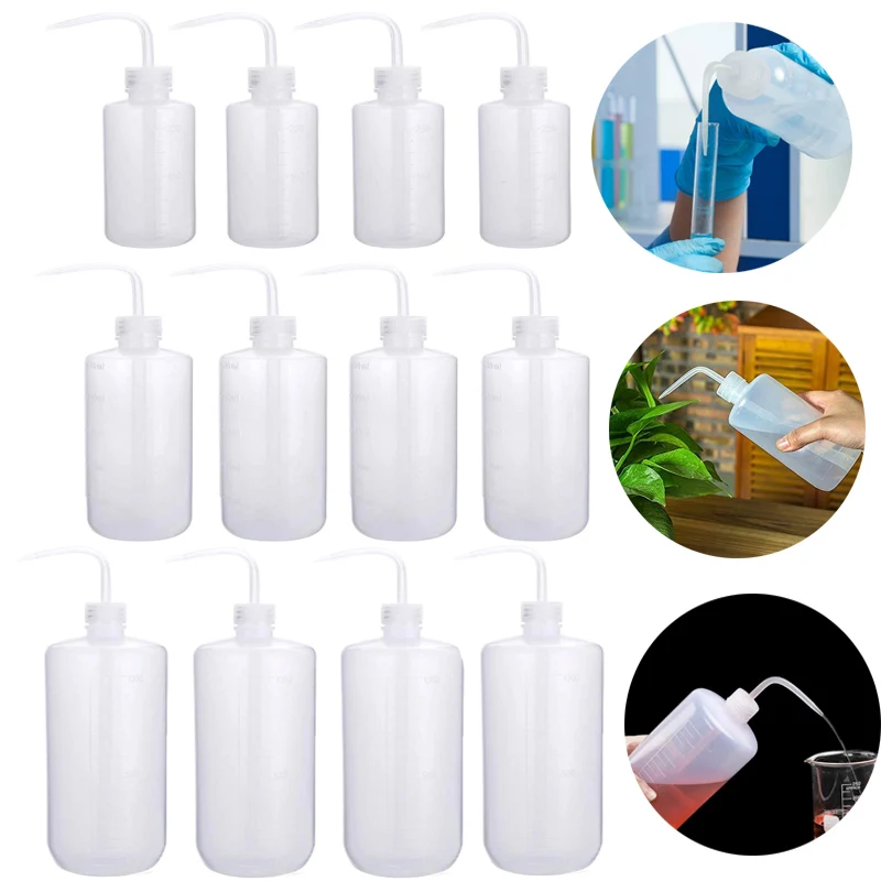 Water bottle Jam squeeze bottles Condiment bottles 250/500/1000ml Capacity Tattoo Wash Clear White Plastic Squeeze Bottle Laboratory Measuring Bottle