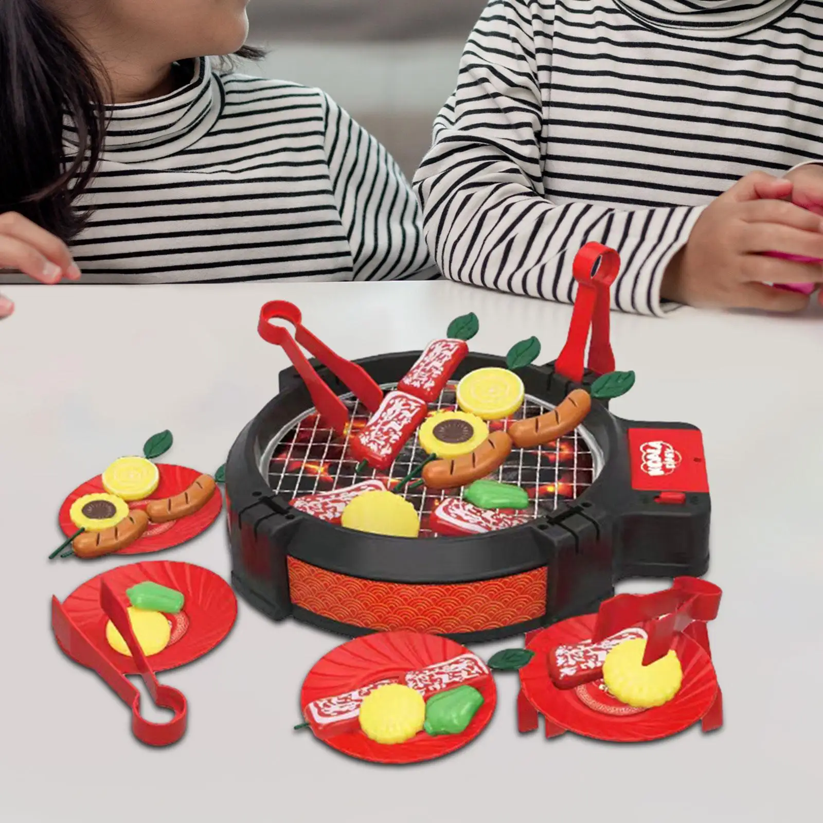 

47 Pieces Toy BBQ Grill Set Pretend Play with Realistic Sound and Food Flipping for Girls Boys 2 3 4 5 6 Years Old Children Gift