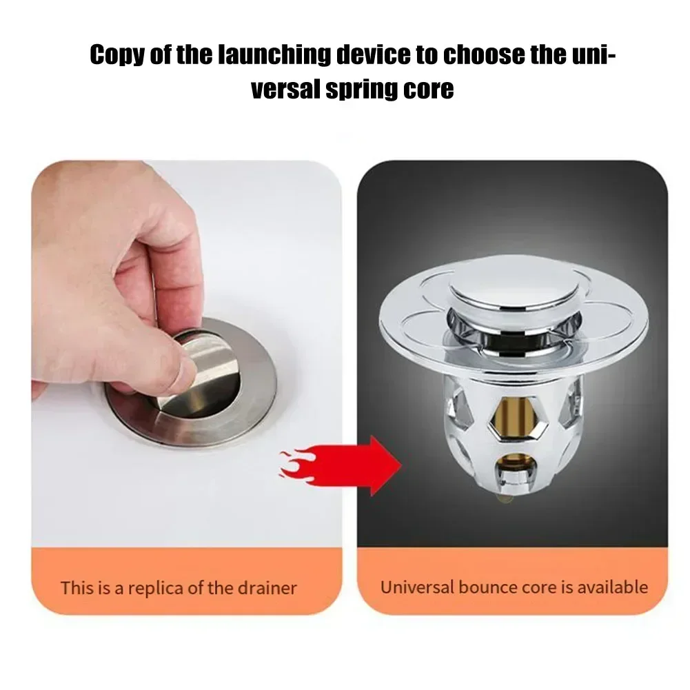 Bathroom Sink Plug Stopper Wash Basin Pop-Up Bounce Core Drain Filter Bathtub Hair Catcher Sink Strainer