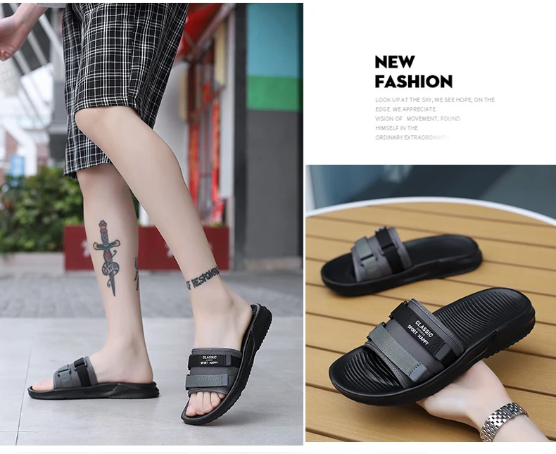 Summer New Men's Slippers Outdoor Beach Sandals Mens Lightweight Slides Men Casual Shoes Flip-flops Home Slippers Beach Sandals