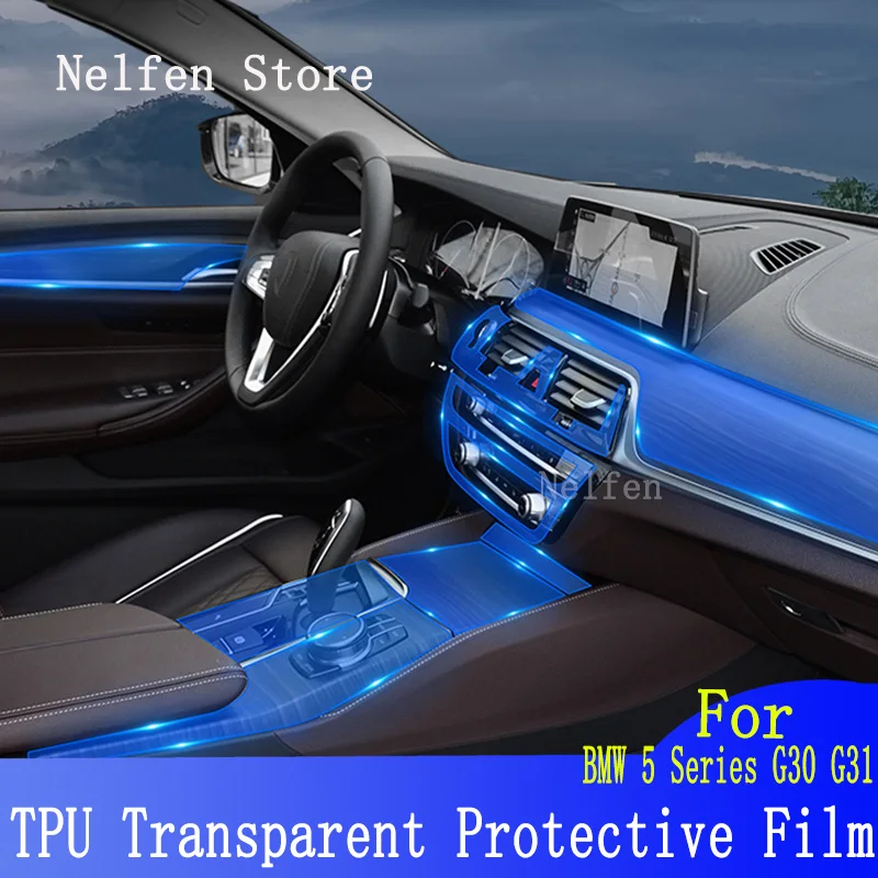 

For BMW 5 Series G30 G31-2018-2022 Center Console Gear Panel Screen TPU Car Interior Protective Film Anti-Scratch Repair Sticker