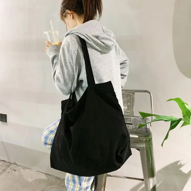 Corduroy Women Shoulder Bag Large Capacity Tote