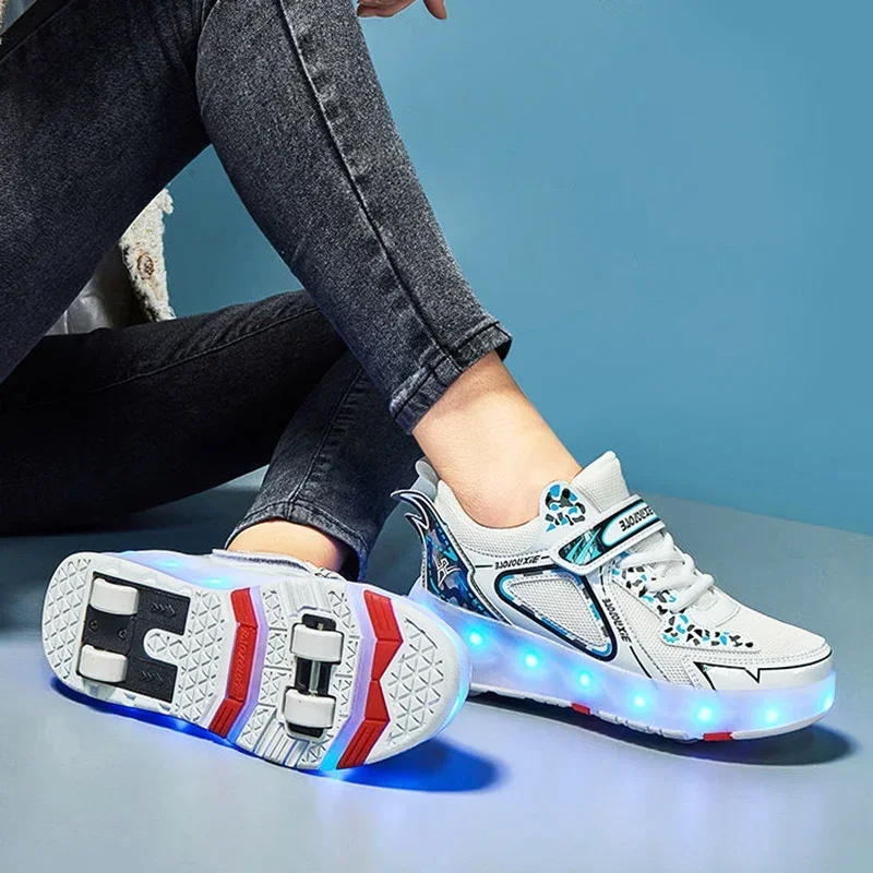

Roller Skate Shoes Kids 4 Wheels Sports Sneakers Children Girls Fashion Casual Gift Boys LED Light Games Toys Boots