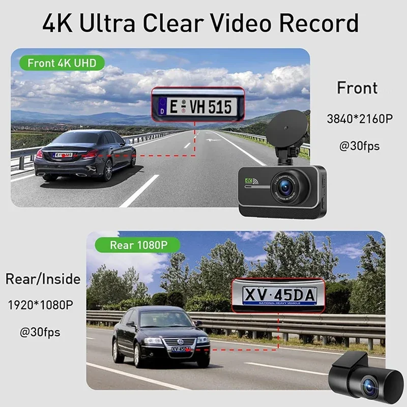 Car Video Surveillance Dash Cam 4K WIFI 24H Parking Mode Recorder For Cars wifi camera surveillance camera wifi ip camera