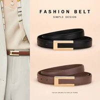 Ceinture en cuir véritable pour femme ; ceinture de taille tendance en peau de vache ; boucle lisse polyvalente ; Ceinture de décoration de robe 2025 pour 1