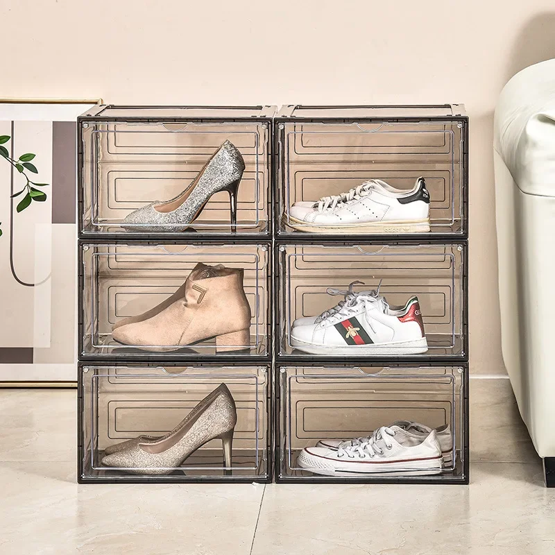 

Combination Flip Shoe Cabinet for Home Dormitory, Acrylic Magnetic Absorption Box, Transparent Storage Box