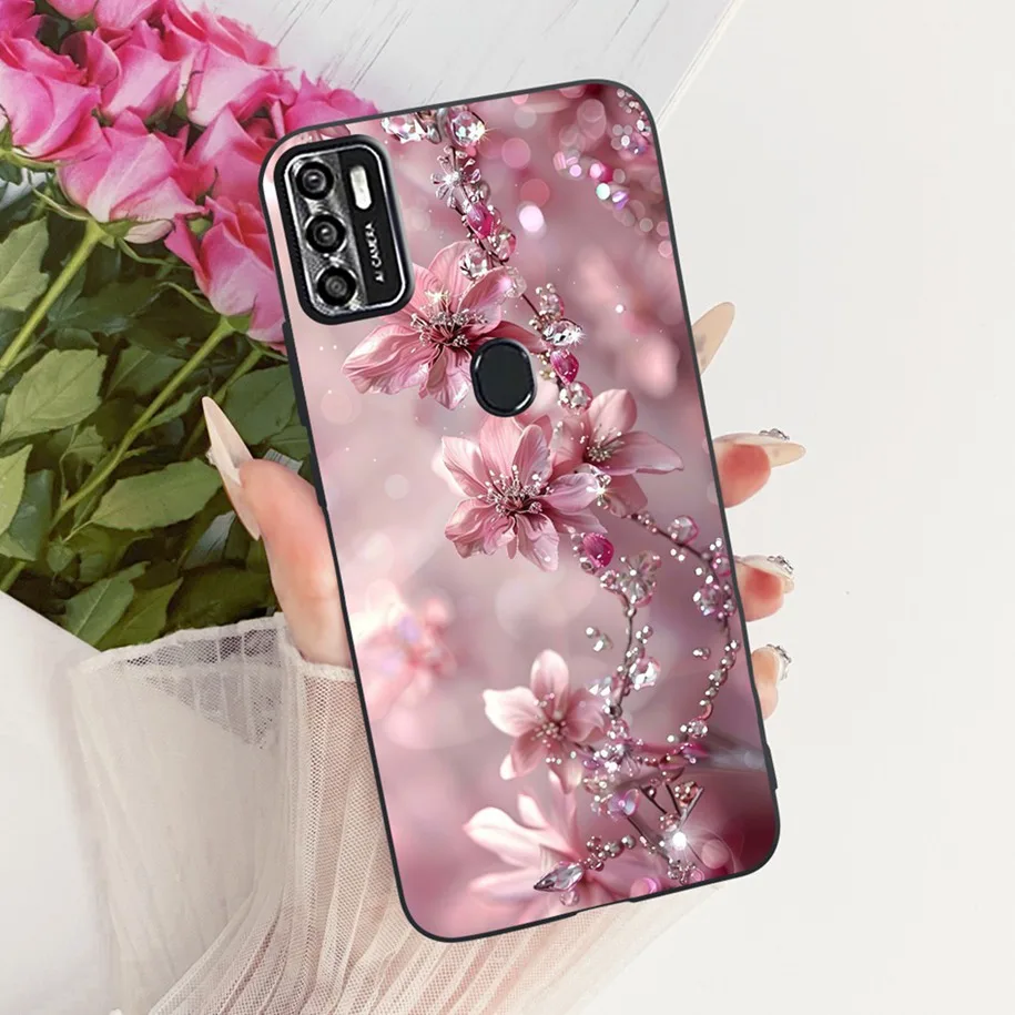 Floral Soft Black Silicone Bumper Phone Cover