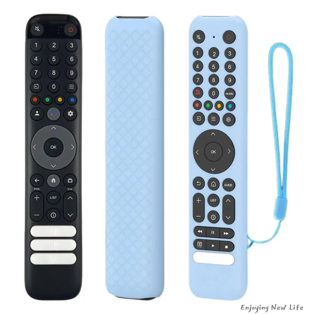 Étui silicone pour télécommande TCL RC716 RC833 GUB1, montrant le dos texturé antidérapant.