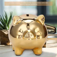 Ceramic Gold Pig Piggy Bank Cute Coin Piggy Bank Creative Home Furnishings Lucky Pig Decoration,Gold Pig 1