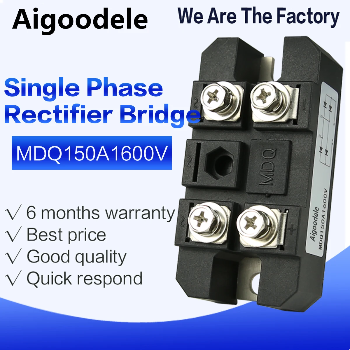 Módulos de Ponte Monofásica Retificador de Diodo Fase com Amp 1600v Mdq150a 150a Mdq150a