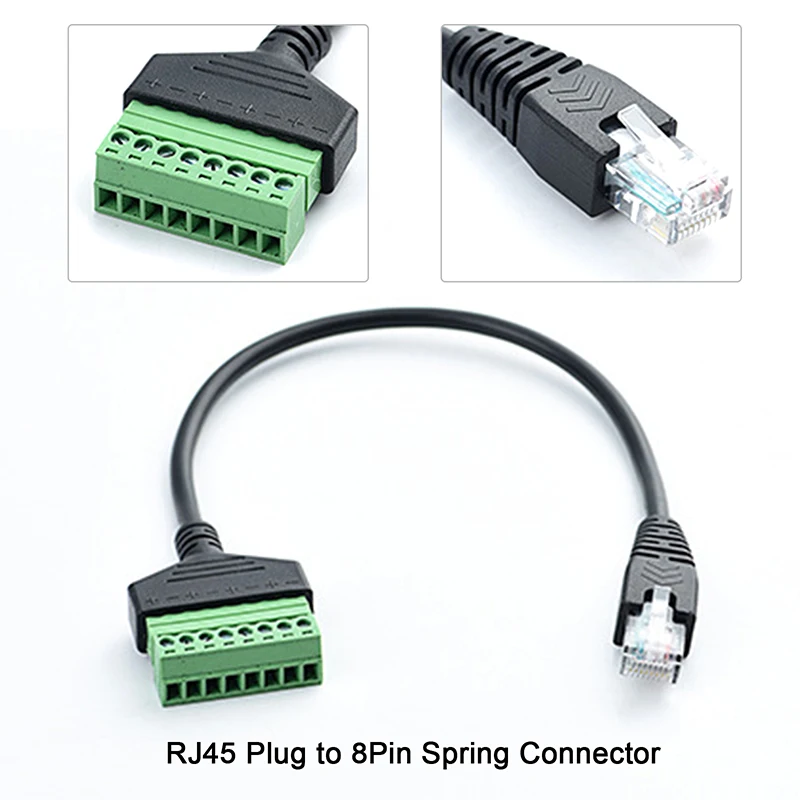 RJ45 Ethernet Male To 8 Pin AV Terminal Screw Adapter Converter Block