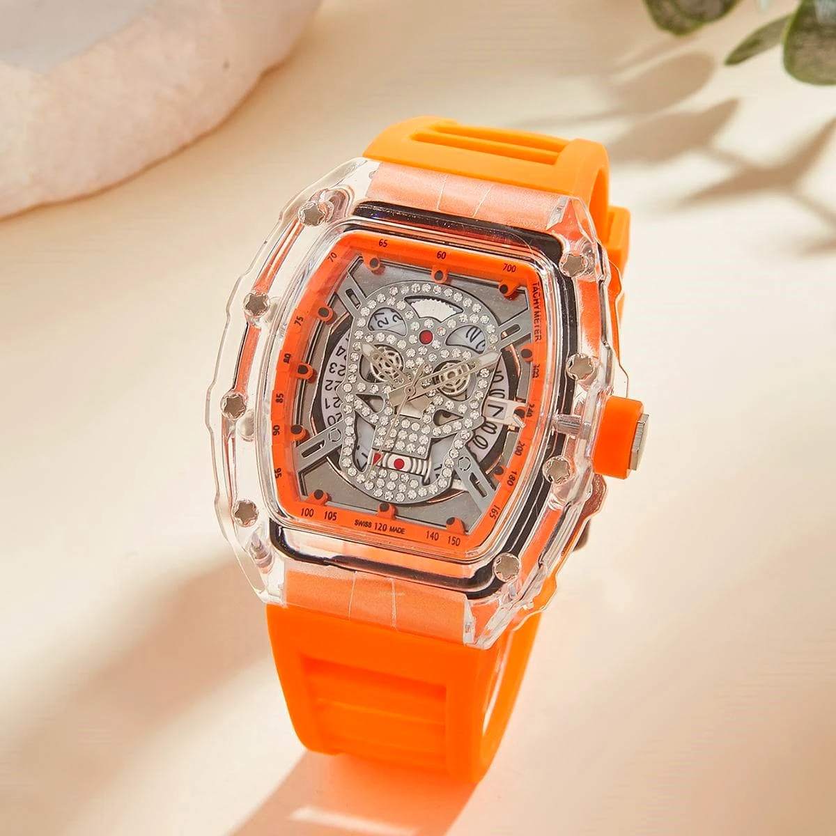 Fashion personality transparent sport retro gear machine quartz watch rubber band quartz watch