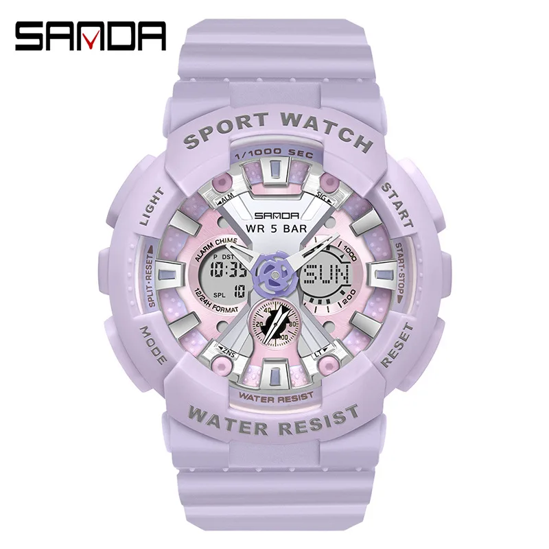 Sanda 6068ZSK WATCH FEMALE ELECTRONIC WATCH Middle School Student Sports Personality Trend Double Watch Temperament Watch 5