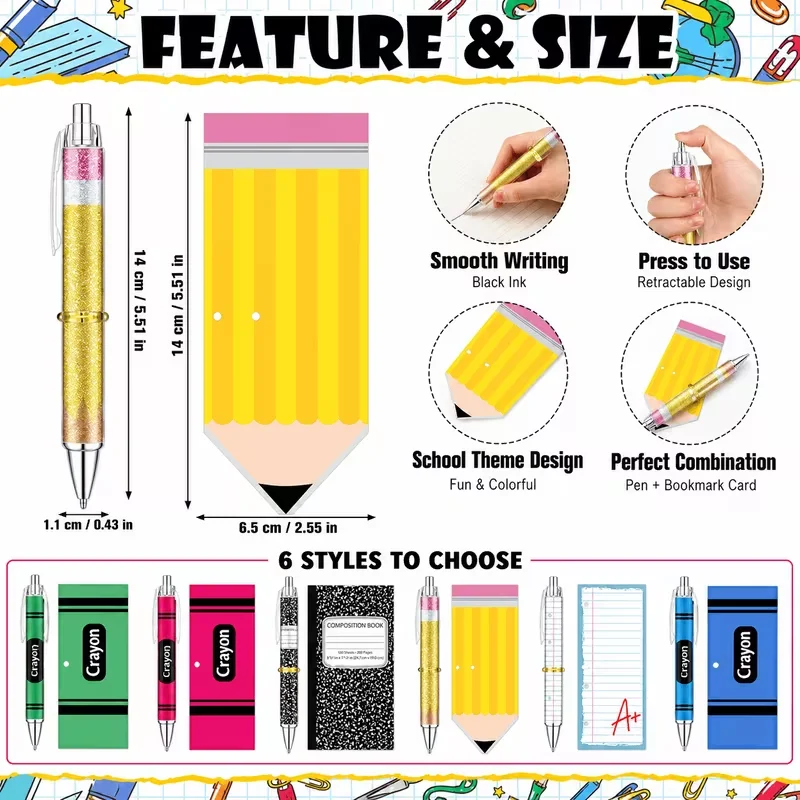 Graduation & Teacher Gift Stationery Set – Ballpoint Pens, Bookmarks, Cable Ties, and Gift Bags
