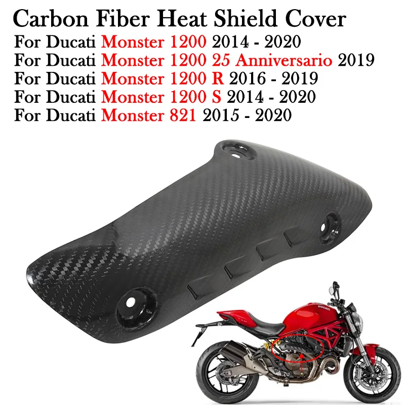 

Реальное углеродное волокно для DUCATI Monster 821 1200 25 R S юбилеев мотоцикла выхлопная цепь тепловой щит крышка защита от ожогов